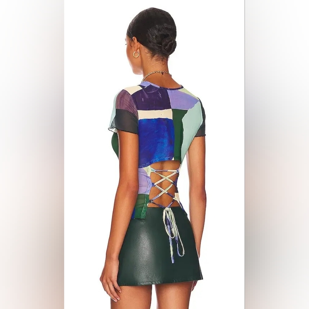 7. NWT MIAOU X PALOMA ELESSER LACE BACK SHIRT - Picture 2 of 7